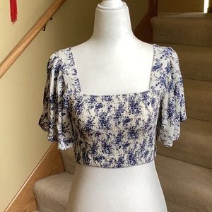 NWT American Eagle Blue Floral Crop Top